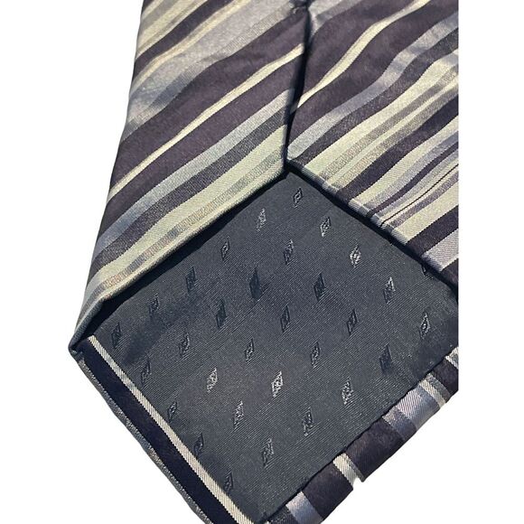 Diego Moreno Collection Elegant Striped Silk Tie Blue Gray Z-16 - Picture 3 of 5